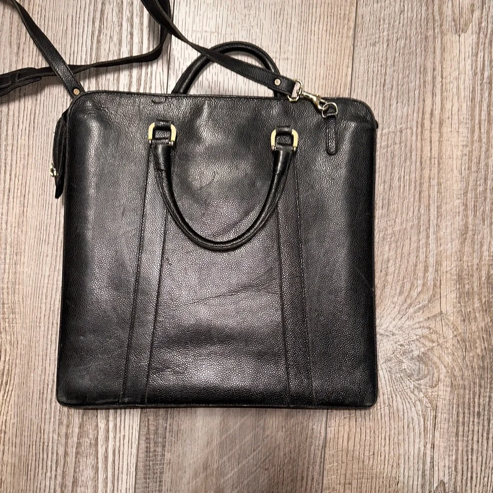 Vintage Valigeria Mascetti Italian leather black briefcase travel bag portfolio